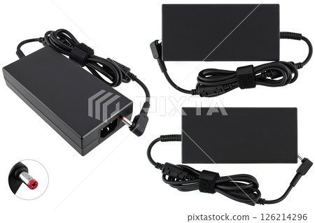 Laptop adapter on white background, isolation. 126214296
