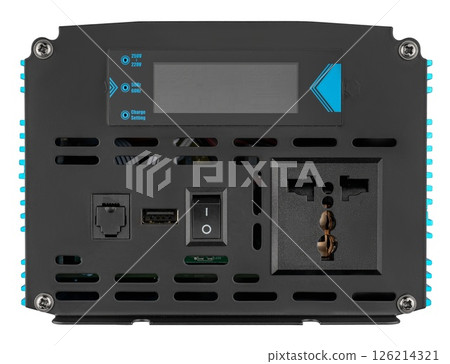 Electric inverter with voltage conversion function, on white background in insulation. 126214321