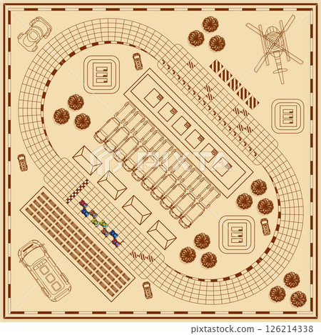 Race track. View from above. Vector illustration. 126214338