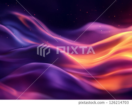 Abstract fluid neon waves in purple and yellow colors. 126214703