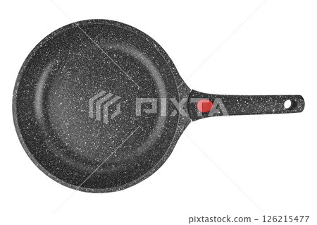 black frying pan isolated on white background 126215477