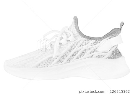 sports shoes white with gray sneakers isolated sports shoes white with gray sneakers isolated 126215562