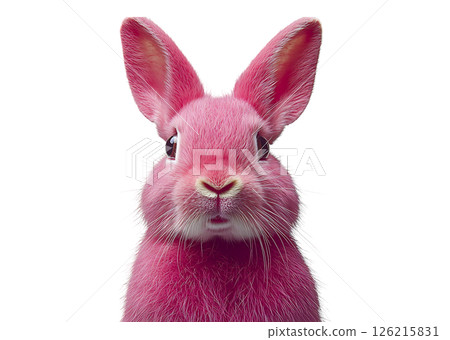 Adorable pink bunny rabbit portrait.  A fluffy, charming image perfect for Easter, childrens products, or whimsical designs. 126215831