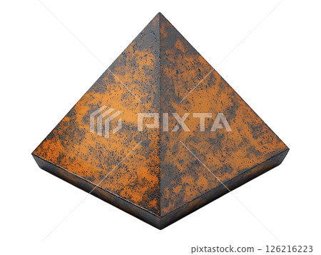 Rustic orange pyramid, textured surface evokes age and strength.  Perfect for concepts of power, history, or resilience. 126216223
