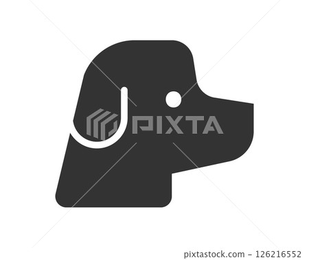 Sleek, modern dog icon in black. A simple, geometric pet profile. Perfect for apps, websites, or animalthemed design. Use for logos, or pet related content. 126216552