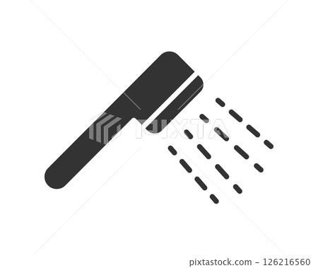Clean, minimalist illustration of a shower head with water droplets. Symbolizes hygiene, cleanliness,  refreshment. Ideal for bathroom designs, apps,  wellness content. 126216560