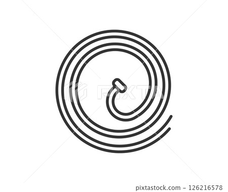 Graphic illustration of a coiled hose. Simple, clean vector design. Use for plumbing concepts, water conservation, or abstract design elements. Versatile minimalist art. Graphic illustration of a coiled hose. Simple, clean vector design. Use for plumbing concepts, water conservation, or abstract design elements. Versatile minimalist art. 126216578