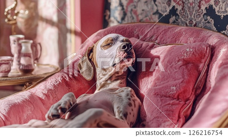 A Pampered Dog Relishing a Delightfully Relaxing and Rejuvenating Spa Day Experience A Pampered Dog Relishing a Delightfully Relaxing and Rejuvenating Spa Day Experience 126216754