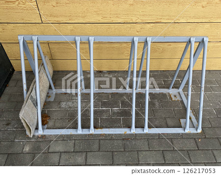 Bicycle parking lot made of metal pipes Bicycle parking lot made of metal pipes 126217053