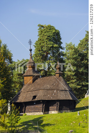 Wooden Church of St. Michael the Archangel standing in Inovce, Slovakia Wooden Church of St. Michael the Archangel standing in Inovce, Slovakia 126217259