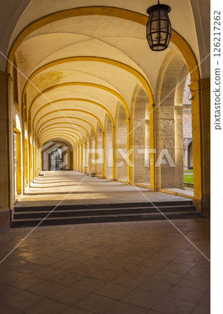 Sunlight illuminating the arches of Cluny Abbey in Burgundy, France 126217262
