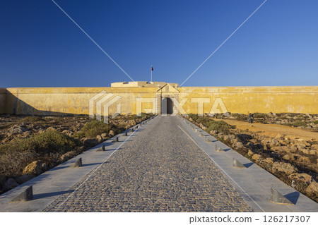 Fortaleza de Sagres imposing historical landmark dominating the landscape in Vila do Bispo, Algarve, Portugal Fortaleza de Sagres imposing historical landmark dominating the landscape in Vila do Bispo, Algarve, Portugal 126217307