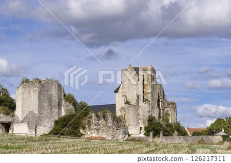Crissay sur Manse castle ruins standing tall in the French countryside of Centre Val de Loire 126217311