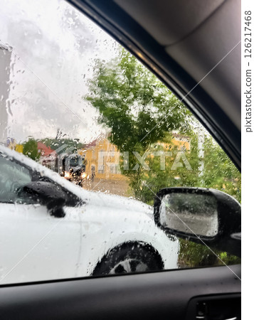 Rainy Day Outside the Car Window Rainy Day Outside the Car Window 126217468