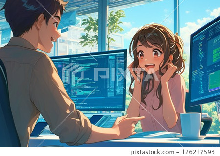 男女工程師就某個項目交換意見_圖3 126217593