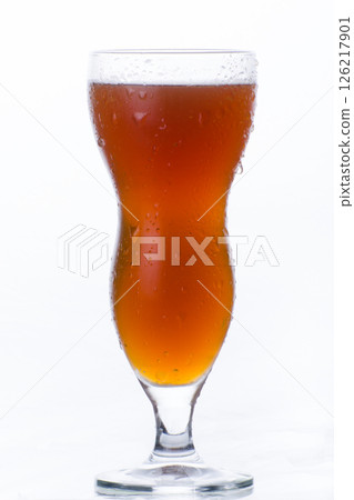 Zebra striping and damp drinking. Tasty drink in glass isolated on white 126217901