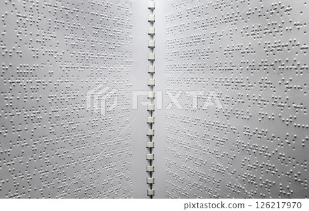 Man's hand reading braille. Annual celebration of World Braille Day on January 4. Day of the blind, world day of the blind, education day 126217970