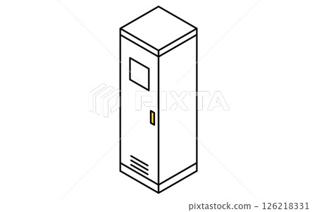 Lockers for luggage and cleaning supplies, simple and cute isometric line art illustration 126218331