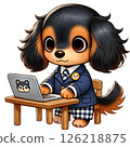 Lovely Dachshund Love-chan Studying Lovely Dachshund Love-chan Studying 126218875