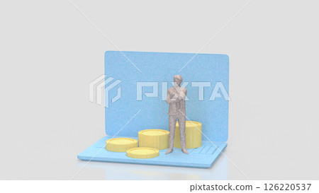The Man and coins on notebook for Business concept 3d Rendering. 126220537