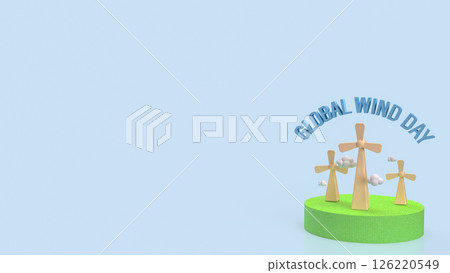 The Windmill and cloud for global wind day concept 3d Rendering. 126220549