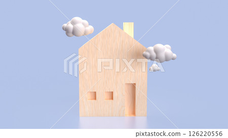 The Wood House and cloud for property concept 3d Rendering. 126220556