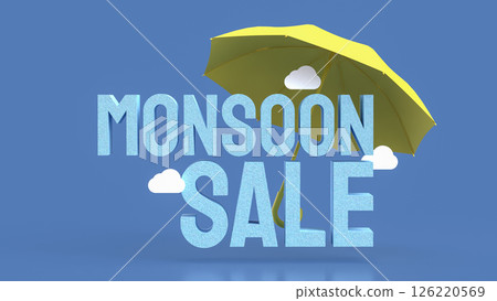 The Yellow umbrella for monsoon sale concept 3d Rendering. The Yellow umbrella for monsoon sale concept 3d Rendering. 126220569