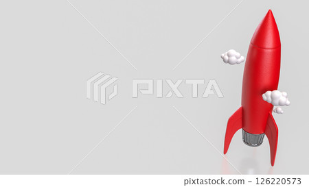 The Red rocket on white background for startup concept 3d rendering. 126220573