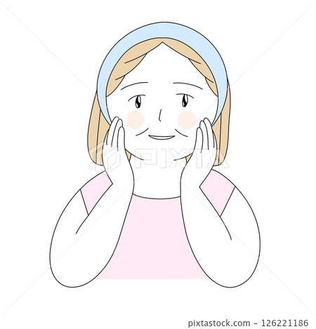 簡單的例子：老年婦女做皮膚護理 126221186