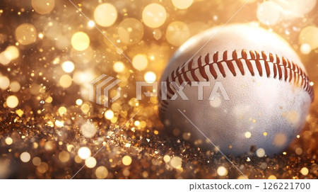 Baseball in a Shower of Golden Lights, A Sparkling Sporting Image 126221700
