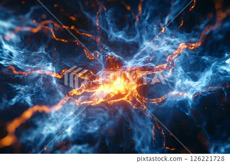 Abstract neuronal network displaying intricate connections and vital energy 126221728