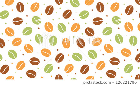 A seamless flat design featuring stylized coffee beans in multiple tones. Perfect for packaging, backgrounds, or branding with a modern and minimal aesthetic. A seamless flat design featuring stylized coffee beans in multiple tones. Perfect for packaging, backgrounds, or branding with a modern and minimal aesthetic. 126221790