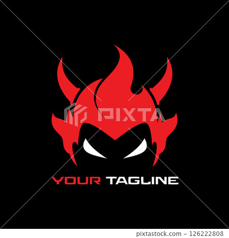 Logo design graphic concept creative premium vector stock image top sell head face lucifer horned devil demon satanic skull horror symbol gothic scary 126222808