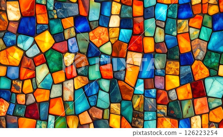 Colorful stone mosaic tiles seamless pattern. Colorful stone mosaic tiles seamless pattern. 126223254