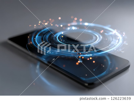 Illustration material of a smartphone equipped with a 3D holographic display 126223639