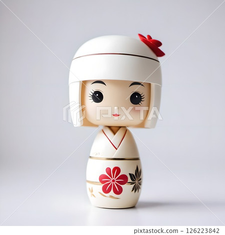 Cute Japanese Kokeshi dolls. Traditional Japanese wooden dolls, known as a traditional craft of the Tohoku region. 126223842