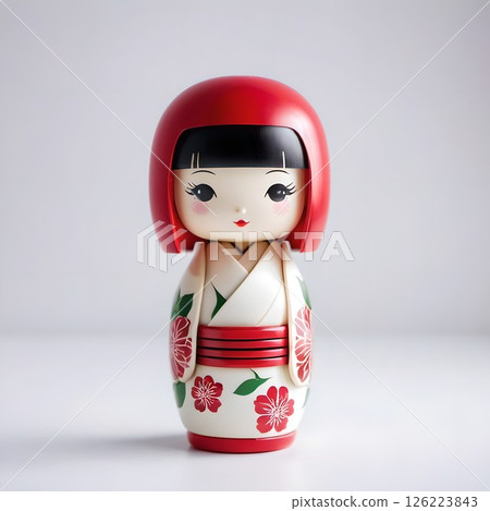 Cute Japanese Kokeshi dolls. Traditional Japanese wooden dolls, known as a traditional craft of the Tohoku region. 126223843