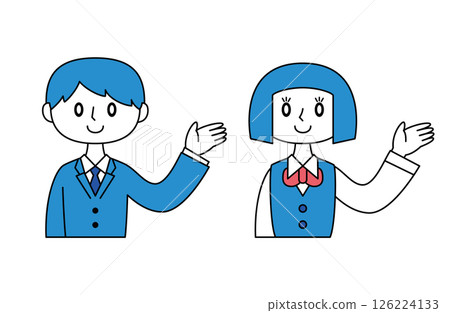 Illustration of a student giving a tour (with main lines) 126224133