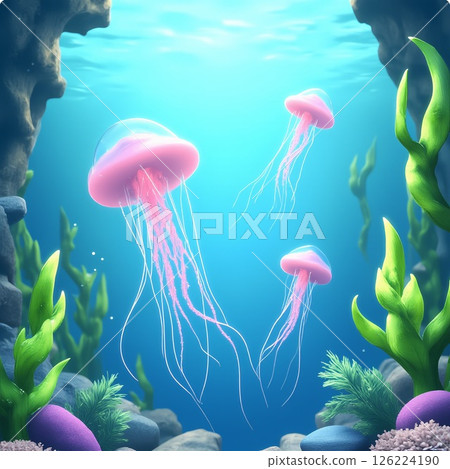 Jellyfish swimming in silence 126224190