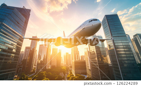 Passenger plane taking off 126224289