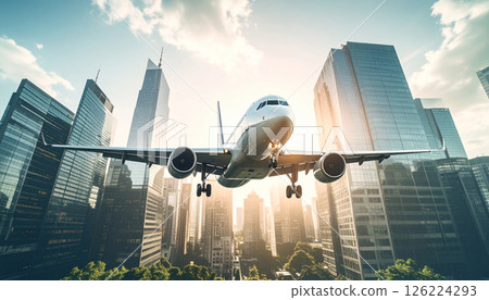 Passenger plane taking off 126224293