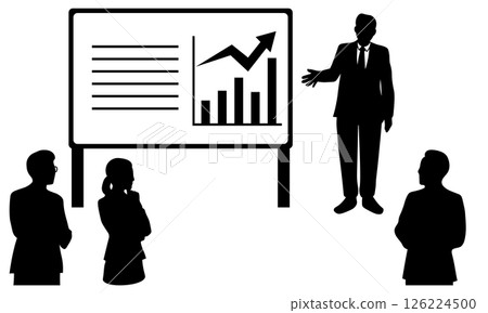 商人進行演示的會議場景的剪影插圖 126224500
