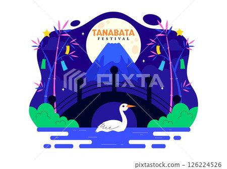 Tanabata Japan Festival Vector Illustration Featuring People Wearing Kimono and Peony Flowers in a National Holiday Flat Style Cartoon Background Tanabata Japan Festival Vector Illustration Featuring People Wearing Kimono and Peony Flowers in a National Holiday Flat Style Cartoon Background 126224526