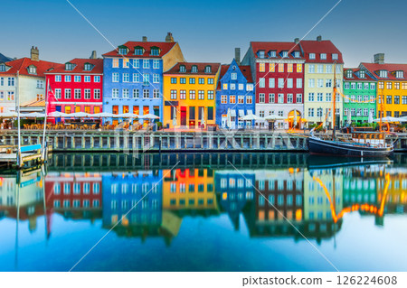 Copenhagen, Denmark. Nyhavn, Kobenhavn iconic water canal. Copenhagen, Denmark. Nyhavn, Kobenhavn iconic water canal. 126224608