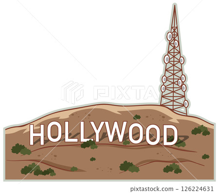 Iconic Hollywood Hills with Communication Tower 126224631