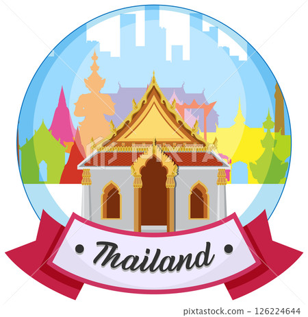 Colorful Thai Temple Vector Illustration Colorful Thai Temple Vector Illustration 126224644