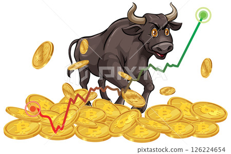 Bull Market with Rising Crypto Coins 126224654