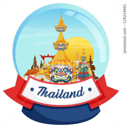 Thailand Cultural Landmarks in Snow Globe Illustration Thailand Cultural Landmarks in Snow Globe Illustration 126224661