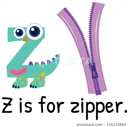 Playful Alphabet Z with Dinosaur and Zipper Playful Alphabet Z with Dinosaur and Zipper 126224664