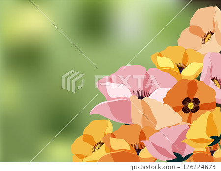 Vibrant Floral Vector with Soft Green Background 126224673